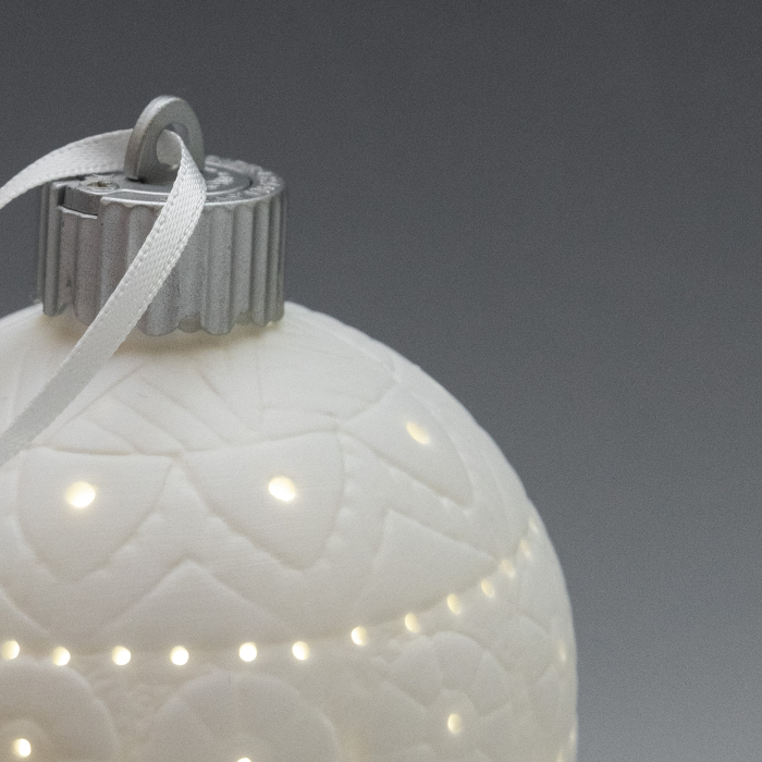 Set of porcelain luminous Christmas balls "White Christmas" 3 pcs